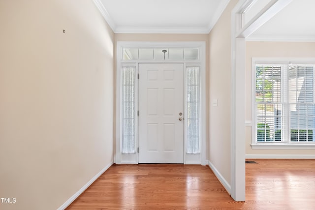 306 Neuse Ridge Dr, Clayton, NC 27527 - entrance foyer with crown molding and light wood finished floors