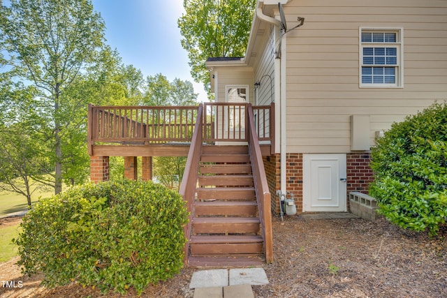 306 Neuse Ridge Dr, Clayton, NC 27527 - wooden terrace featuring stairway