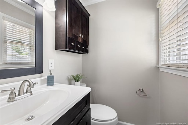 325 Hamilton St, Fayetteville, NC 28301 - bathroom featuring vanity, plenty of natural light, and crown molding