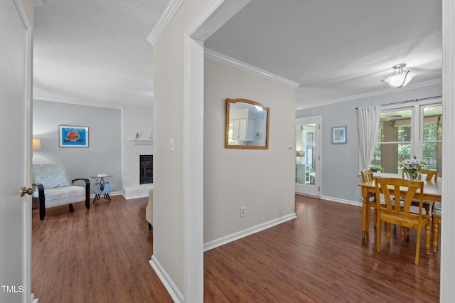3007 Appling Way, Durham, NC 27703 - hall featuring dark wood finished floors and crown molding