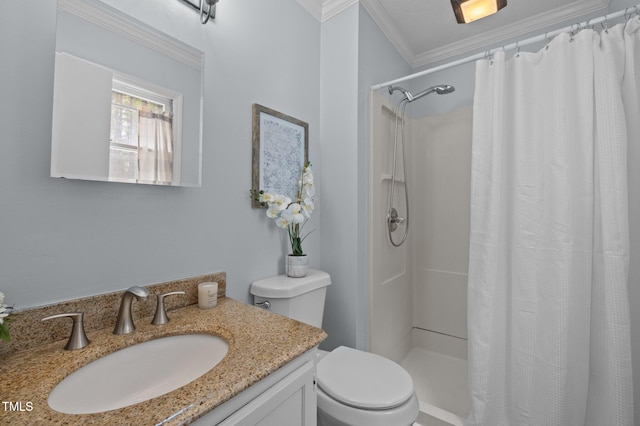 3007 Appling Way, Durham, NC 27703 - full bathroom with vanity, curtained shower, and crown molding