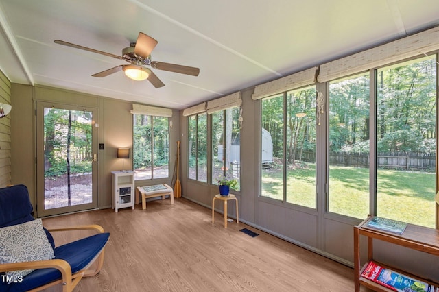 3007 Appling Way, Durham, NC 27703 - sunroom / solarium with a ceiling fan and wood finished floors