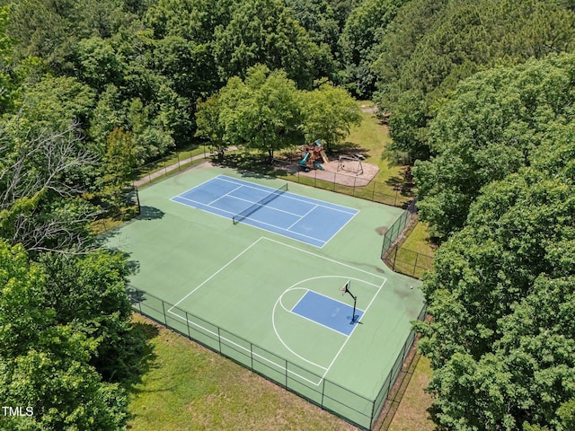 3007 Appling Way, Durham, NC 27703 - view of basketball court with a view of trees, community basketball court, and a tennis court
