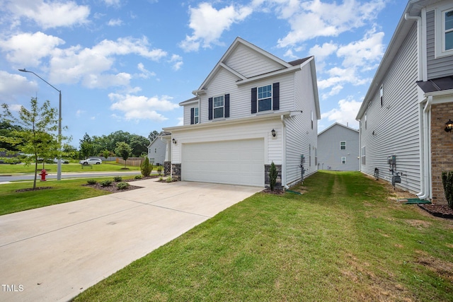80 Nailsworth St, Angier, NC 27501 - view of side of home with a garage, driveway, and a lawn