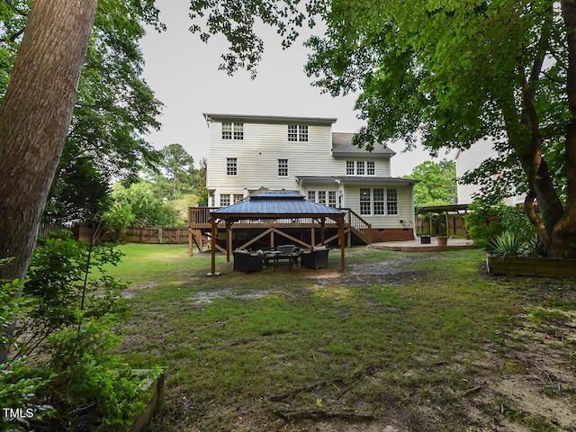 1005 Fairfax Woods Dr, Apex, NC 27502 - back of house with a gazebo, a wooden deck, and crawl space