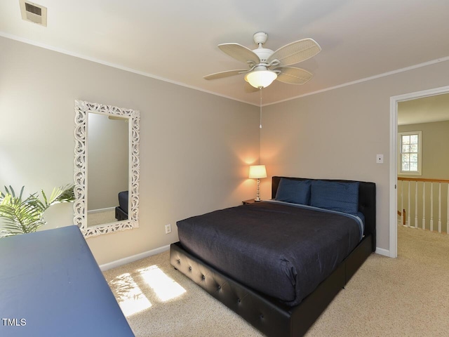 1005 Fairfax Woods Dr, Apex, NC 27502 - carpeted bedroom with crown molding and a ceiling fan