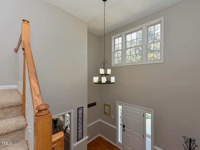 1005 Fairfax Woods Dr, Apex, NC 27502 - foyer with a towering ceiling and stairway
