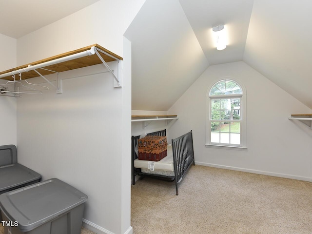 1005 Fairfax Woods Dr, Apex, NC 27502 - spacious closet with vaulted ceiling and carpet floors