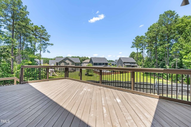 3504 Regent Pines Dr, New Hill, NC 27562 - wooden deck featuring a residential view