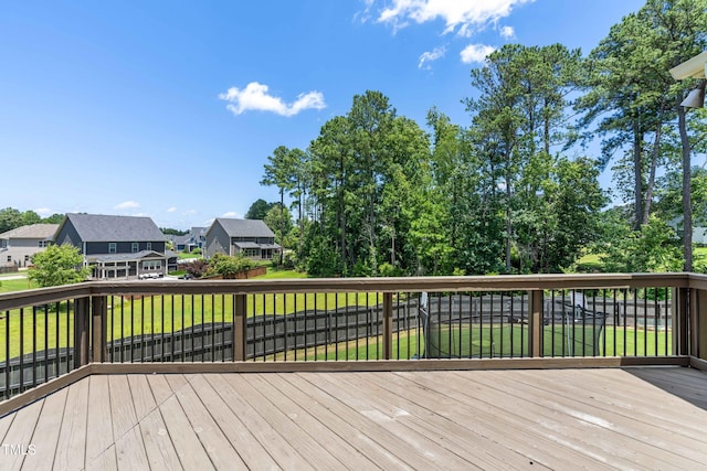 3504 Regent Pines Dr, New Hill, NC 27562 - wooden deck featuring a lawn and a residential view