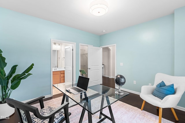 3504 Regent Pines Dr, New Hill, NC 27562 - home office featuring baseboards and light wood-style flooring