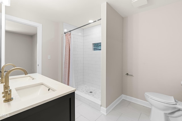 3504 Regent Pines Dr, New Hill, NC 27562 - full bathroom featuring a shower stall, double vanity, and tile patterned flooring