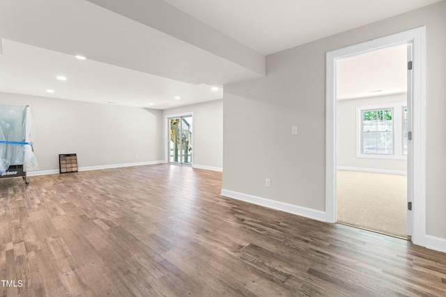 3504 Regent Pines Dr, New Hill, NC 27562 - unfurnished living room featuring wood finished floors and recessed lighting