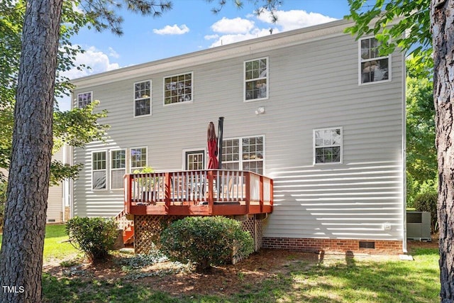3921 Robins Nest Ln, Wake Forest, NC 27587 - back of property featuring crawl space and a deck