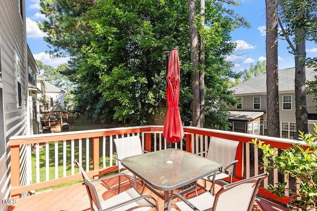 3921 Robins Nest Ln, Wake Forest, NC 27587 - wooden deck featuring outdoor dining space