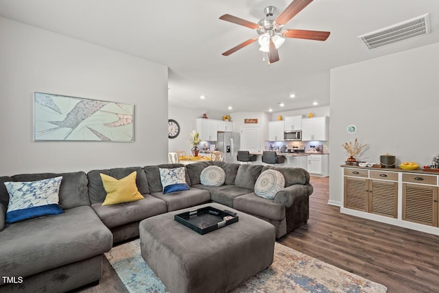 2730 Spring Valley Dr, Creedmoor, NC 27522 - living area with ceiling fan, wood finished floors, and recessed lighting