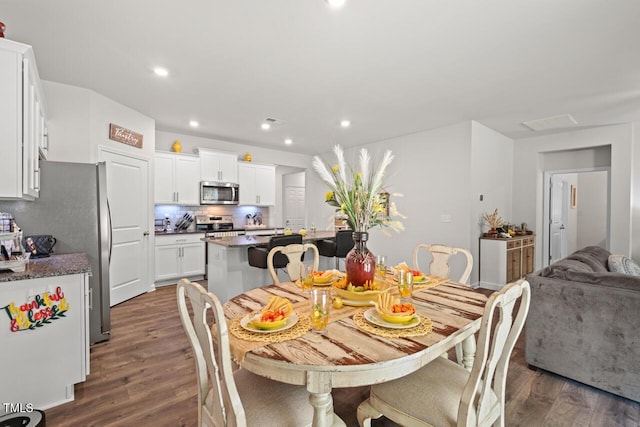 2730 Spring Valley Dr, Creedmoor, NC 27522 - dining space with dark wood finished floors and recessed lighting