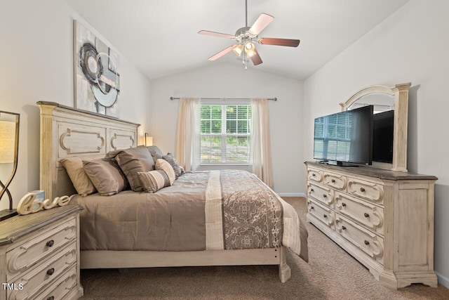 2730 Spring Valley Dr, Creedmoor, NC 27522 - carpeted bedroom featuring lofted ceiling and a ceiling fan