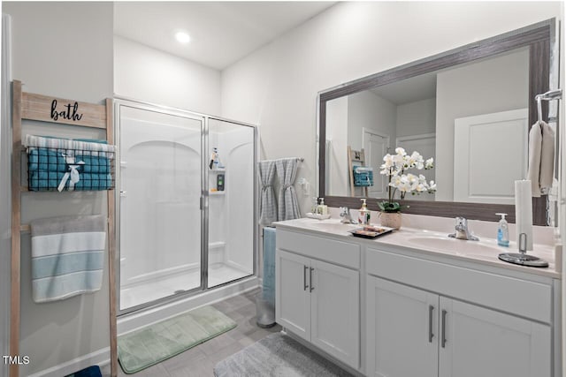 2730 Spring Valley Dr, Creedmoor, NC 27522 - full bath featuring double vanity, a stall shower, and recessed lighting