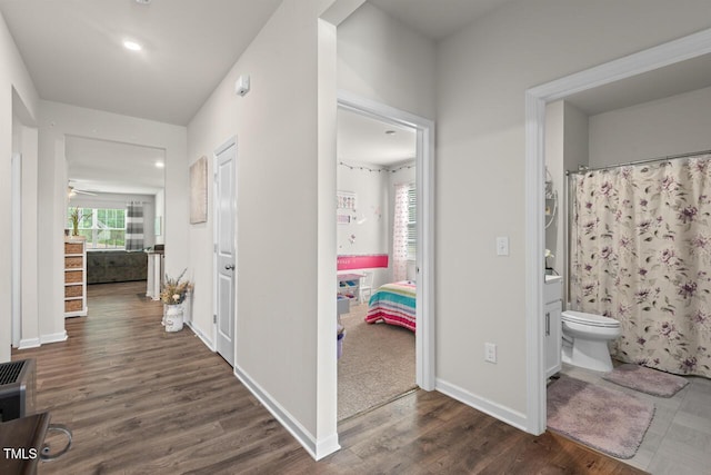2730 Spring Valley Dr, Creedmoor, NC 27522 - corridor featuring dark wood-type flooring and recessed lighting