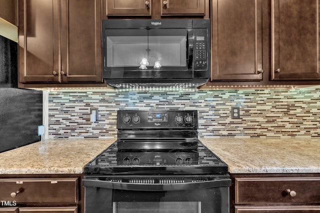 48 Manito Pl, Clayton, NC 27520 - kitchen featuring black appliances, dark brown cabinetry, light countertops, and tasteful backsplash