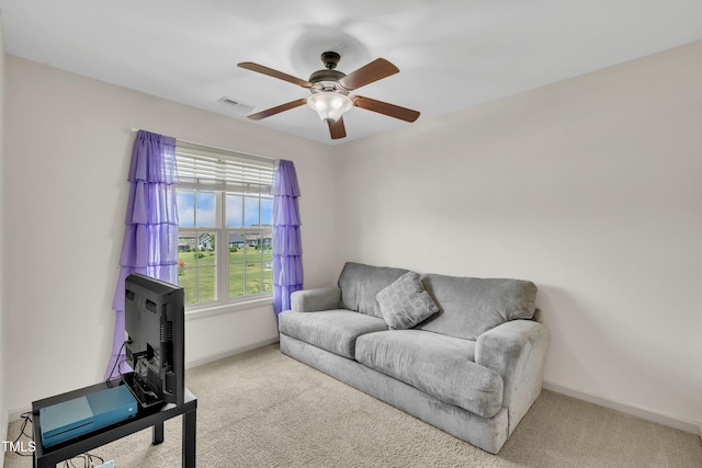 48 Manito Pl, Clayton, NC 27520 - carpeted living room with a ceiling fan and baseboards