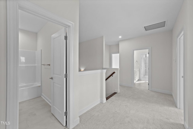 543 Allessandra Dr, Clayton, NC 27527 - hallway featuring an upstairs landing and carpet flooring