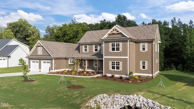 543 Allessandra Dr, Clayton, NC 27527 - view of front of home featuring a garage, concrete driveway, a front lawn, a shingled roof, and crawl space