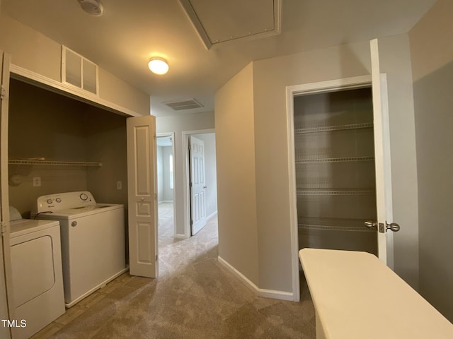 545 Writers Way, Morrisville, NC 27560 - laundry area featuring light carpet, separate washer and dryer, and attic access