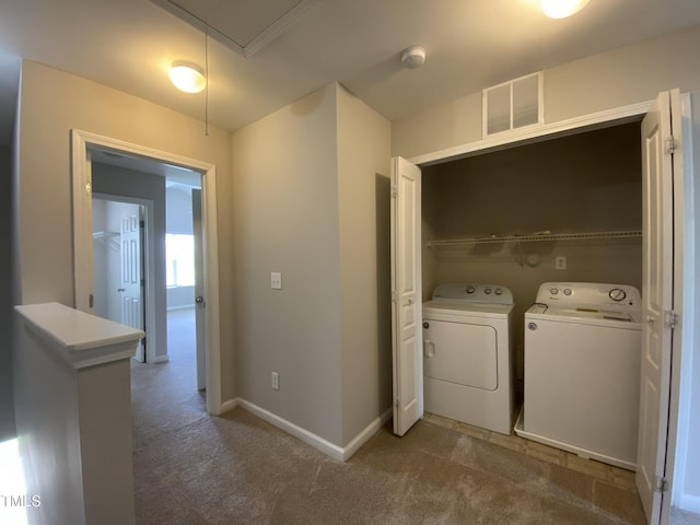 545 Writers Way, Morrisville, NC 27560 - washroom with washing machine and clothes dryer, carpet, and attic access