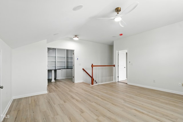 9201 Wooden Rd, Raleigh, NC 27617 - spare room featuring light wood-style floors, ceiling fan, and lofted ceiling