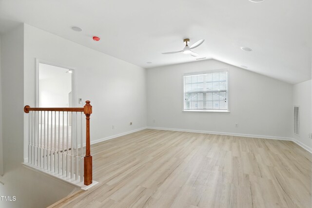 9201 Wooden Rd, Raleigh, NC 27617 - bonus room featuring light wood-style flooring, a ceiling fan, and vaulted ceiling