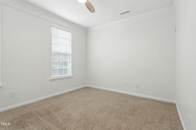 9201 Wooden Rd, Raleigh, NC 27617 - spare room with crown molding, carpet, healthy amount of natural light, and ceiling fan