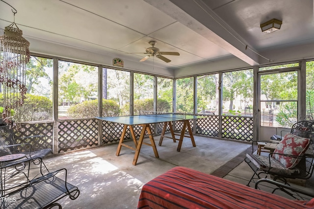 815 La Quinta Ln, Hope Mills, NC 28348 - sunroom / solarium with ceiling fan, healthy amount of natural light, and beam ceiling