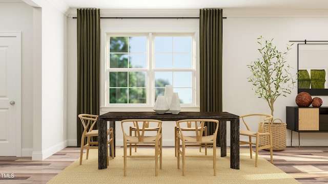 317 Calvander Ln, Apex, NC 27539 - dining area featuring wood finished floors and crown molding