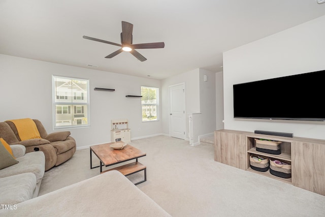 703 Corvette View Knl, Wendell, NC 27591 - living area featuring a ceiling fan and light carpet