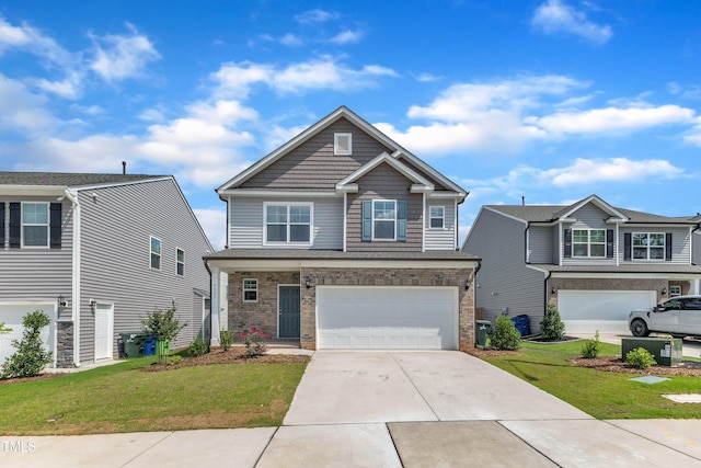 3505 Triad Ct, Raleigh, NC 27604 - view of front facade featuring an attached garage, concrete driveway, brick siding, and a front yard