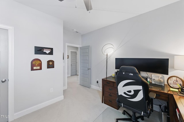 1008 Whistler St, Durham, NC 27713 - home office featuring light carpet and ceiling fan