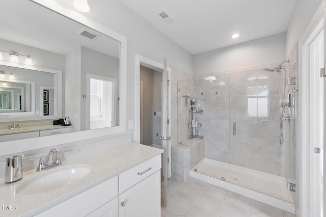 1008 Whistler St, Durham, NC 27713 - full bath with a stall shower, vanity, and recessed lighting