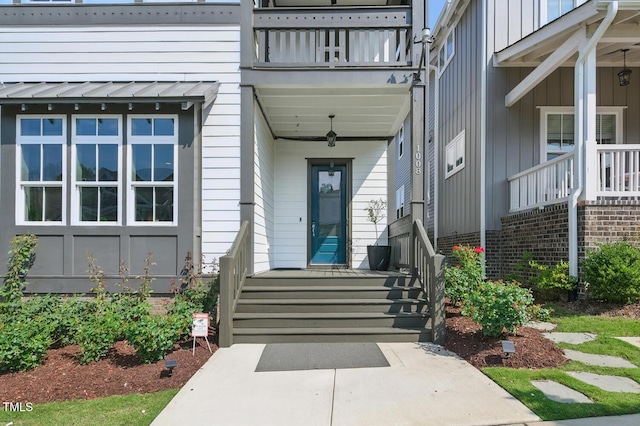 1008 Whistler St, Durham, NC 27713 - property entrance with a balcony and board and batten siding