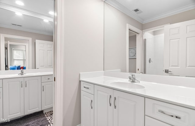 114 Kendleton Pl, Cary, NC 27518 - full bath with vanity, ornamental molding, recessed lighting, and a shower