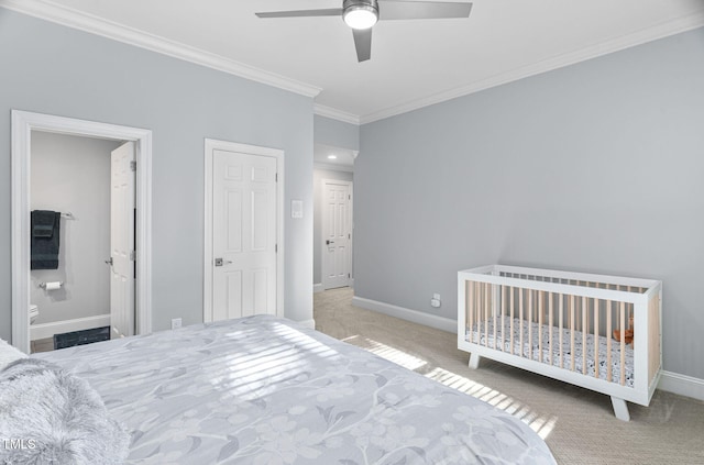 114 Kendleton Pl, Cary, NC 27518 - bedroom with crown molding, carpet flooring, and ceiling fan
