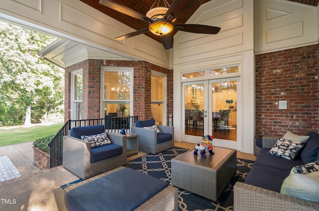 114 Kendleton Pl, Cary, NC 27518 - view of patio / terrace featuring outdoor lounge area and a ceiling fan