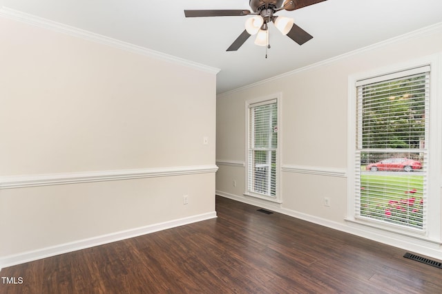 1006 Mingo Pl, Knightdale, NC 27545 - spare room featuring crown molding, wood finished floors, and ceiling fan