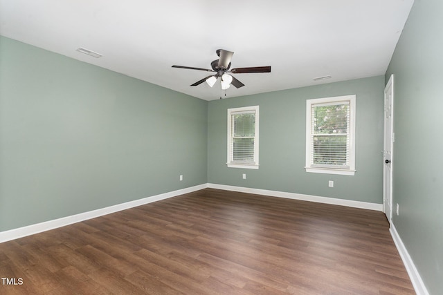 1006 Mingo Pl, Knightdale, NC 27545 - unfurnished room with ceiling fan and dark wood-style flooring