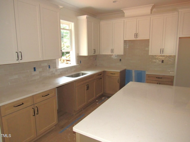 1155 Shonele Ln, Stem, NC 27581 - kitchen featuring backsplash, white cabinetry, crown molding, and dark wood-style floors