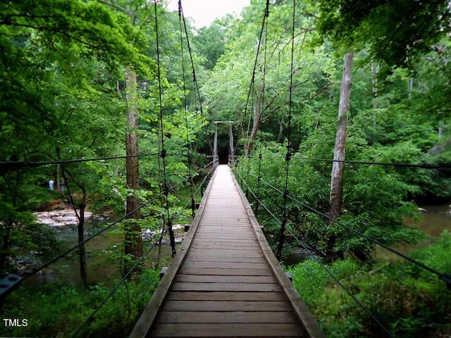 5905 Genesee Dr, Home, Durham, NC 27712 - dock area featuring a forest view