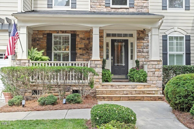 2941 Grandview Heights Ln, Raleigh, NC 27614 - entrance to property with a porch and stone siding