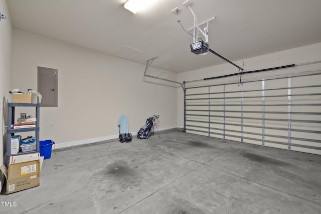 5216 Marcella Ct, Durham, NC 27707 - garage featuring electric panel and a garage door opener