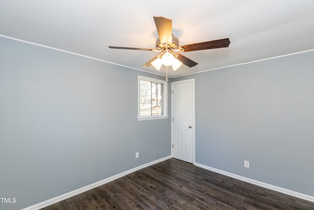 3013 Avery St, Raleigh, NC 27610 - empty room with a ceiling fan and dark wood finished floors